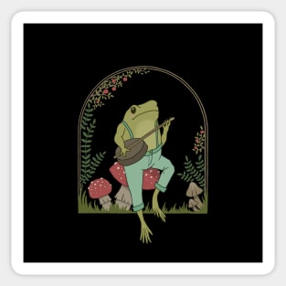 Funny Frog Playing Banjo Guitar: A Cute Cottagecore for the Dreamer in You Sticker